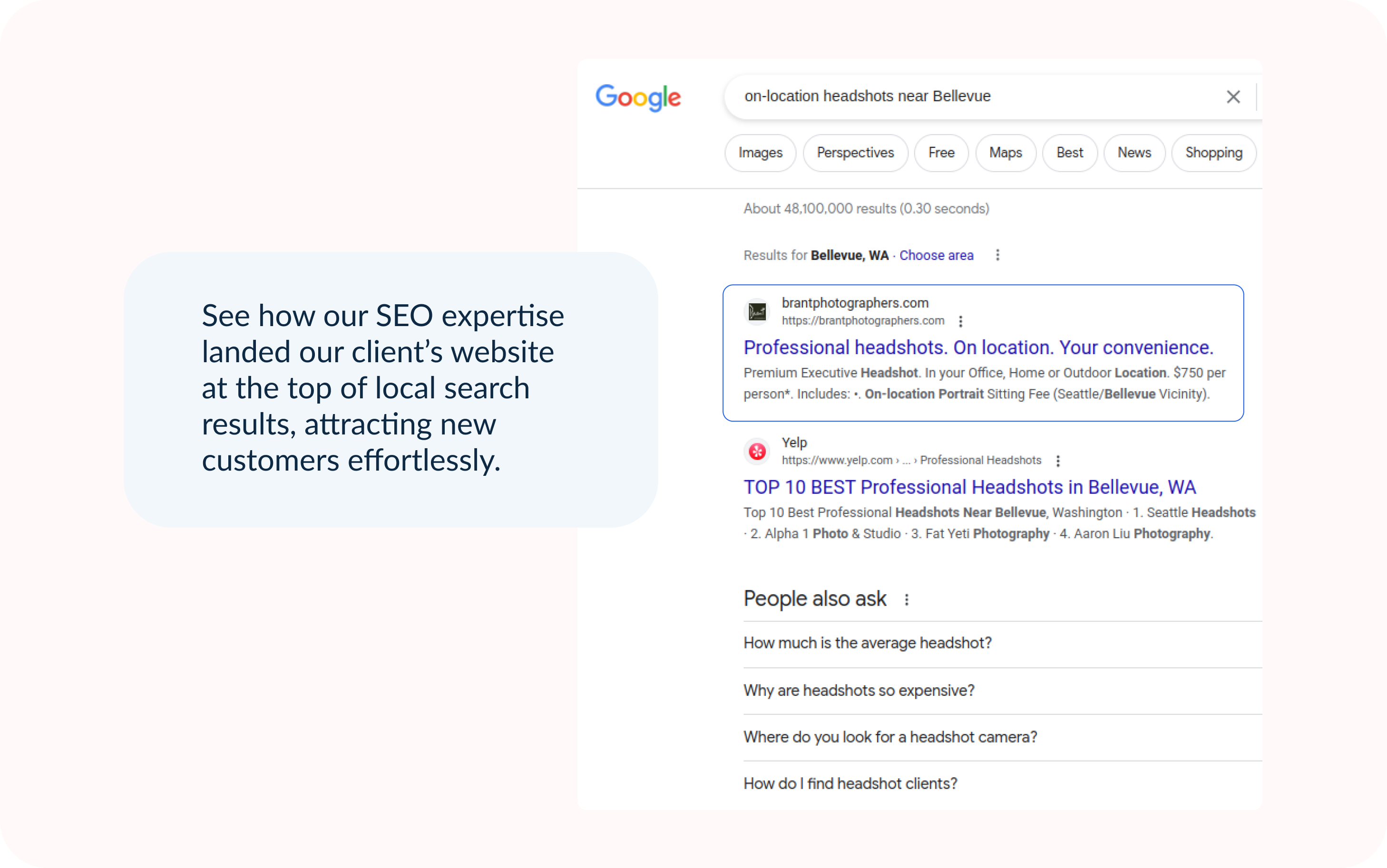 Organic SEO search page results